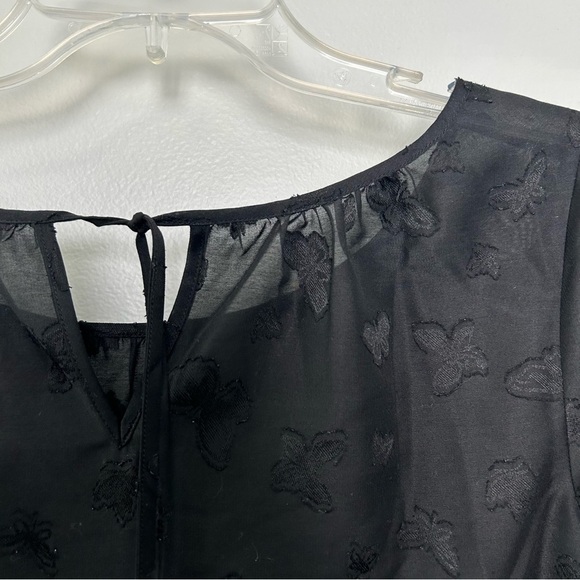 Madewell Black Butterfly Jacquard Ruffle Blouse - Picture 6 of 8